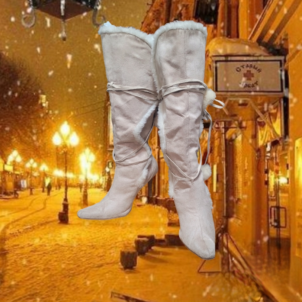 Suede Knee-high Heeled Boots